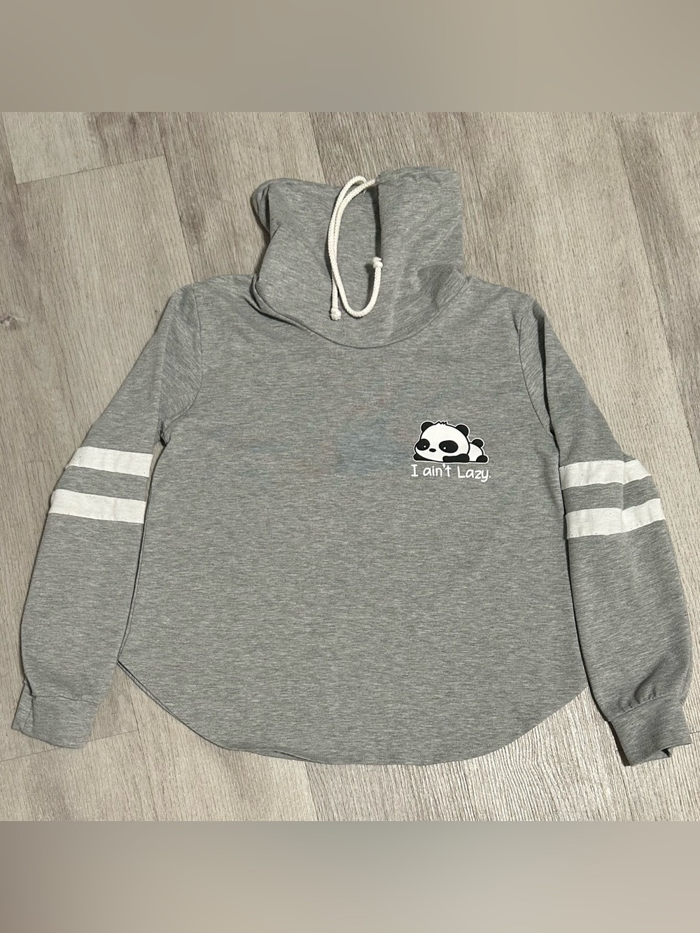 Gray Panda Graphic Pullover Hoodie